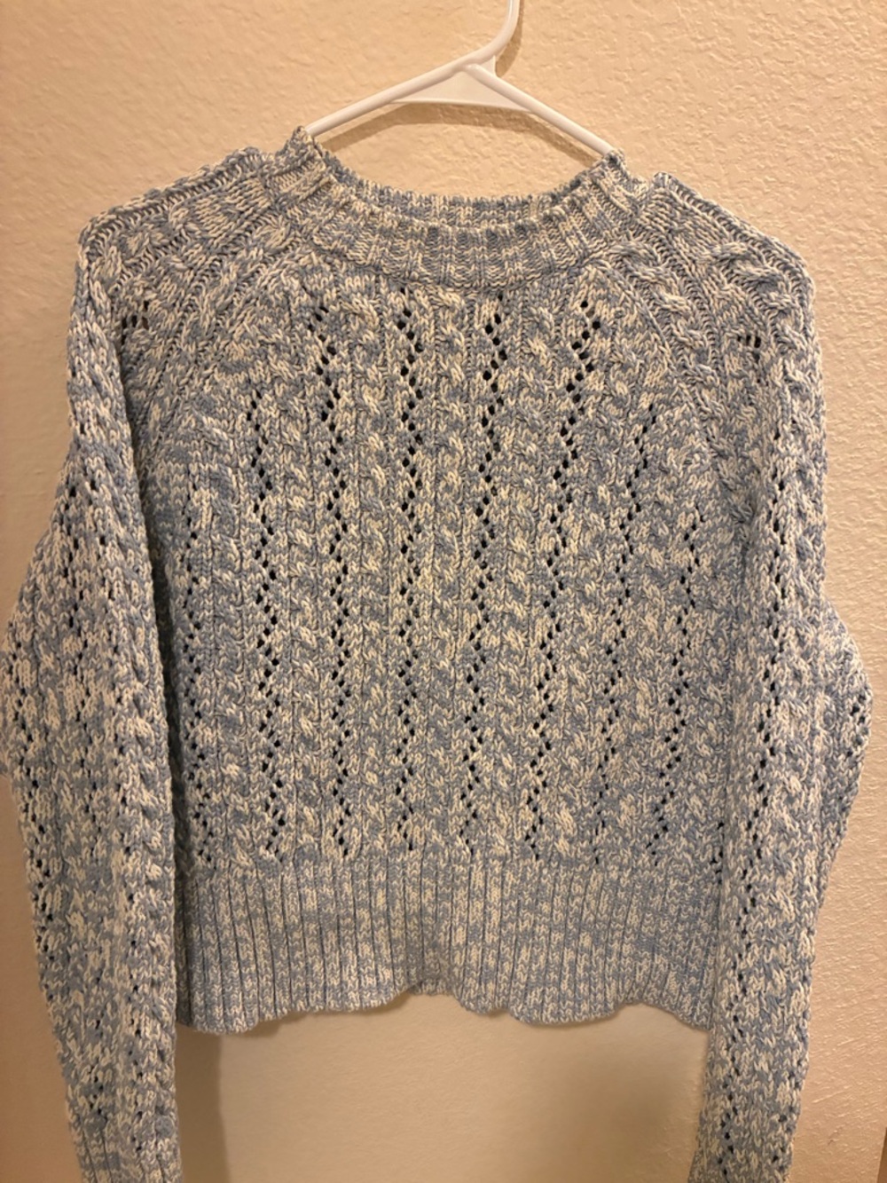 Boden Light Lavender Marled Cable Knit Crew Sweater - Picture 3 of 6
